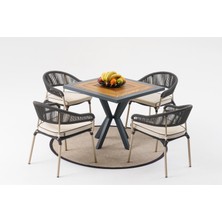 Divona Home Grandy Terea Bahçe Balkon Masa Takımı (4 Sandalyeli)