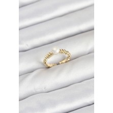 Solenya Pirinç Gold Renk Göbek Inci Model Kadın Yüzük