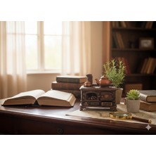 Crealis Nostaljik Kuzine Soba ve Demlik Temalı Dekoratif Geri Akış Tütsülük Bakır Görünümlü