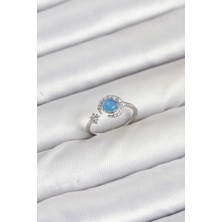 Solenya Pirinç Gümüş Renk Zirkon Taşlı Ay Yıldız Kadın Yüzük