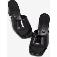 Tonny Black Kadın Siyah Rugan Rahat Kalıp Topuklu Terlik