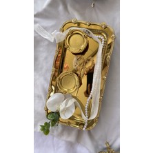 Zb Flowers Nişan Tepsisi Gold Tepsi Nişan Yüzüklüğü Söz Tepsisi