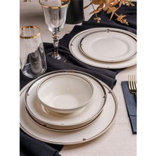 Paçi Royal Charme Bonita 24 Parça Bone China Yemek Takımı – 6 Kişilik Krem Desenli Şık Sofra Seti