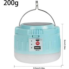 Solar Güneş Enerjili Şarjlı Kamp Lambası - USB Girişli Powerbank Özellikli Çadır Lambası ve El Fener