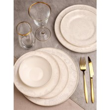 Paçi Royal Charme Bonita 24 Parça Bone China Yemek Takımı – 6 Kişilik Krem Desenli Şık Sofra Seti