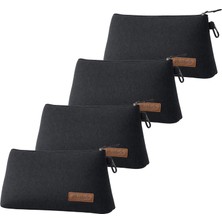 Haegs Çok Amaçlı Küçük Alet Çantası, Fermuarlı Kanvas,  Düzenleyici Organizer Kese (4`lü Büyük Boy/siyah)