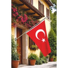 Bayrak Direği 155CM + Türk Bayrağı 70X105CM, Bina Cephe Direği, Balkon Bayrak Direği