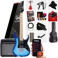 Maxword DE-150BL-35AMP Maple Klavye HH Yüksek Kaliteli 35W Amfili Elektro Gitar Seti