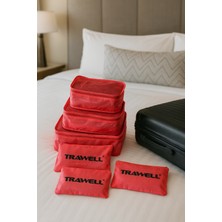 Trawell Seyahat Bavul Içi Organizatör Bavul Ambalaj Seti Saklama Hurcu, Taşınabilir Bagaj 6 Parça Pembe