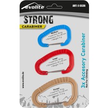 Evolite Strong 3'lü Karabina Seti - Bej/Kırmızı/Mavi