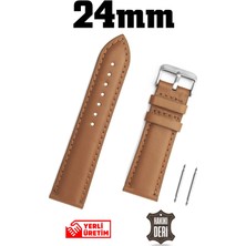 24 mm Açık Kahverengi Taba Deri Saat Kordonu Kayış
