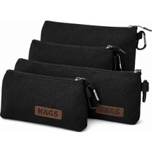 Haegs Çok Amaçlı Küçük Alet Çantası, Fermuarlı Kanvas Küçük Kese Çanta (4`lü Karışık Boy/siyah)