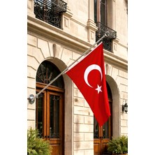 Bayrakal Bayrak Direği 130cm + Türk Bayrağı 70x105cm, Bina Cephe Direği, Balkon Bayrak Direği