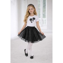 Dıgıl Kids Kız Çocuk Çiçek Desenli T-Shirt Etek Takım