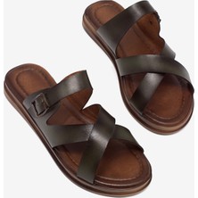 Tonny Black Kadın Yeşil Rahat Termo Taban Tokalı Çapraz Bantlı Terlik