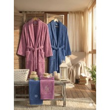 Zena Mürdüm Koyu Mavi Havlulu Bornoz 