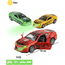 Tuengi Store Oyuncak Işıklı Sesli Çek Bırak Kapıları Açılır Metal Araba Modifiyeli Camaro Model Araba 12 cm