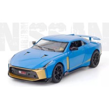 Tuengi Store Mavi Büyük Boy Sesli LED Farlı Kapılar Açılır Çek Bırak Full Metal Ince Detay Yeni Nissan GT-R50
