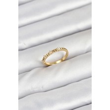 Solenya Pirinç Gold Renk Lazer Kesim Kadın Yüzük