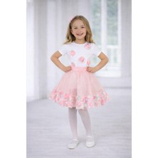 Dıgıl Kids Kız Çocuk Gül Desenli T-Shirt Etek Takım