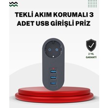 Tuncel Store Akım Korumalı Usb’li Priz – Güçlü 2500W, Isı ve Çocuk Koruması