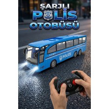 Tuengi Store Uzaktan Kumandalı Şarjlı Büyük Boy Polis Otobüsü - 30 cm Full Fonksiyonlu Işıklı Oyuncak Otobüs