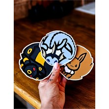 Anka Atölye Eeveelution Pokemon Bardak Altlığı Seti Iıı – Umbreon Vaporeon Eevee 3D Dekoratif Coaster