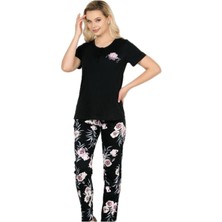 Alperi 78-49 Kadın Çiçek Desenli Kısa Kol Pijama Takım
