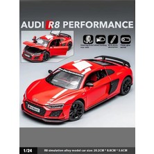 Tuengi Store Kırmızı Büyük Boy Sesli LED Farlı Kapılar Açılır Çek Bırak Full Metal Ince Detay Audi R8 V10