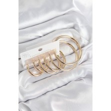 Solenya Pirinç Halka Model Gold Renk Kadın Set Küpe