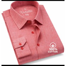 Varetta Erkek Pembe Gömlek Uzun Kollu Keten Efektli Cepli Pamuklu