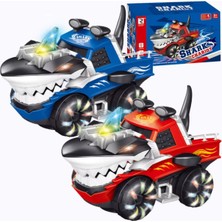 Tuengi Store Pilli Rengarenk Işıklı Müzikli Hareketli Canavar Shark Araba Oyuncak Köpek Balığı Arabası