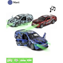 Tuengi Store Oyuncak Işıklı Sesli Çek Bırak Kapıları Açılır Metal Araba Modifiyeli Mustanggt Model Araba 12 cm