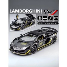Tuengi Store Siyah Büyük Boy Sesli LED Farlı Üstü Açılır Çek Bırak Full Metal Ince Detay Lamborghini Aventador
