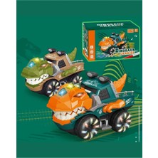 Tuengi Store Pilli Rengarenk Işıklı Müzikli Hareketli Canavar Dinozor Araba Oyuncak Dinozor Arabası