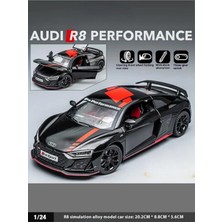 Tuengi Store Siyah Büyük Boy Sesli LED Farlı Kapılar Açılır Çek Bırak Full Metal Ince Detay Audi R8 V10