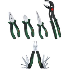 Bosch El Aleti Seti (Boru Anahtarı 250-YAN Keski 160-PENSE 180-KARGABURUN 180) 4 Parça Çok Amaçlı Alet Pense - Çakı (16 Özellik)
