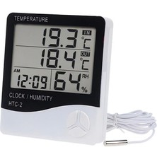 Vice Avm İç ve Dış Ortam Sıcaklığını Ölçebilen LCD Ekran Saat Göstergeli Alarmlı Nem Ölçer Termometre GO-53-vice 03513