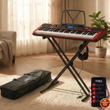 Midex PS-5200RD-HS Pro Org 61 LED Işıklı Tuş Hassasiyetli Bluetooth Midi Kulaklık Stand