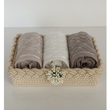 Fnt Havlulu Örgü Sepet Pamuklu Güpürlü 30 x 50 cm 3 Adet Ufak Mutfak Havlu Hediyelik Bohçalık Çeyizlik