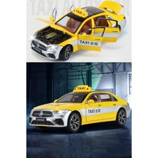 Tuengi Store 1:24 Ölçek Tüm Kapılar Açılır Işıklı Sesli Metal Mercedes E300L Vip Lüx Taksi Diecast Model Araba