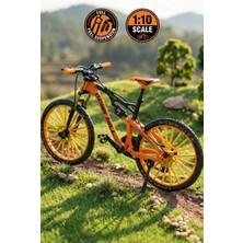 Tuengi Store 1:10 Ölçek Metal Gövdeli Gerçekçi Süspansiyonlu Downhill Dağ Bisikleti - Hareketli Pedal ve Tekerlek