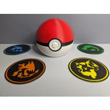 Anka Atölye Pokémon Bardak Altlığı Seti + Pokeball Saklama Kutusu – 4’lü Nostaljik Koleksiyon - Anime Sever