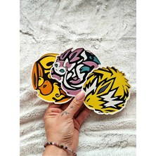 Anka Atölye Eeveelution Pokemon Bardak Altlığı Seti 3’lü – Jolteon Sylveon Flareon 3D Masa Dekor Coaster