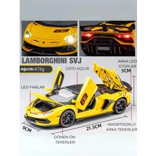 Tuengi Store Sarı Büyük Boy Sesli LED Farlı Üstü Açılır Çek Bırak Full Metal Ince Detay Lamborghini Aventador