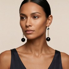 THEIA GemWorks Utz - Siyah & Beyaz Akik – Oniks Küpe