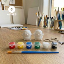 Alwes Store 2’li Penguenini Tasarla Anahtarlık Boyama Seti - Dıy Hobi Kiti (Boya ve Fırça Dahil)