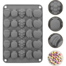 Tahtakale Toptancı Silikon Meyve Figürleri (Çilek, Ananas, Üzüm, Muz, Elma) Haribo Çikolata ve Jelibon Kalıbı