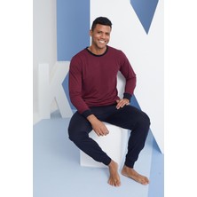 Kly 9259 Erkek Yuvarlak Yaka Uzun Kol Lastikli Pijama Takımı