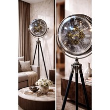 169 cm Tripod Ayaklı Hareketli Çark Mekanizmalı Dekoratif Saat – 49 cm Salon Ofis Yer Saati